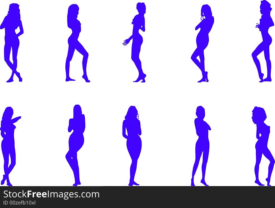 Silhouettes of the naked women