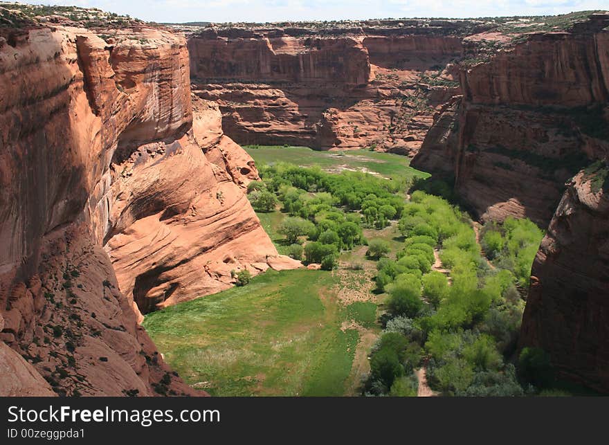 High angle view over the famous Canyon de Chelly National park. Canyon De Chelly national monument. Arizona. Usa