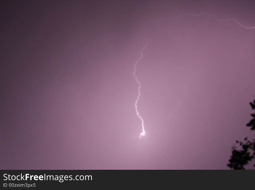 One flash during a thunderstorm.