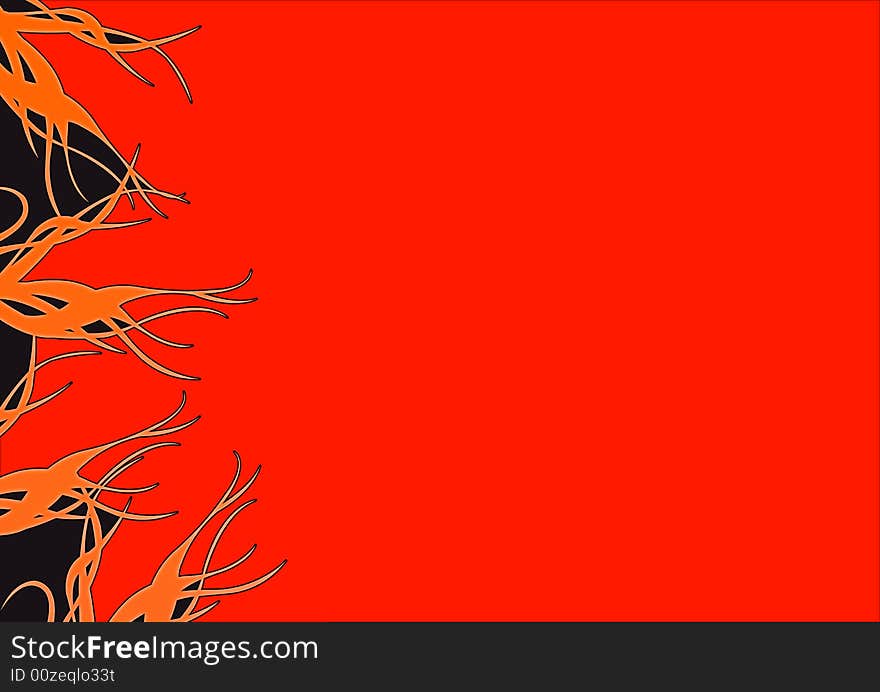 Flamed fire frame background in red