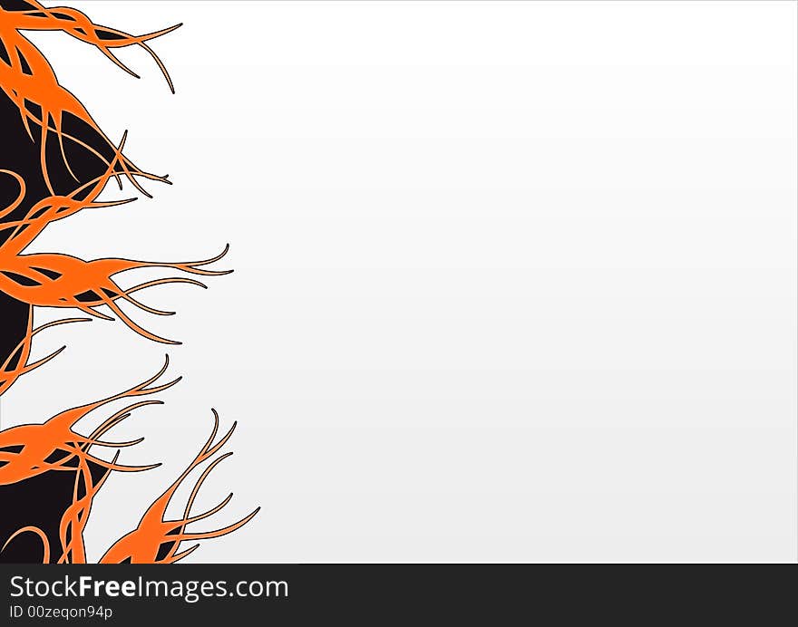 Flamed fire frame background in white