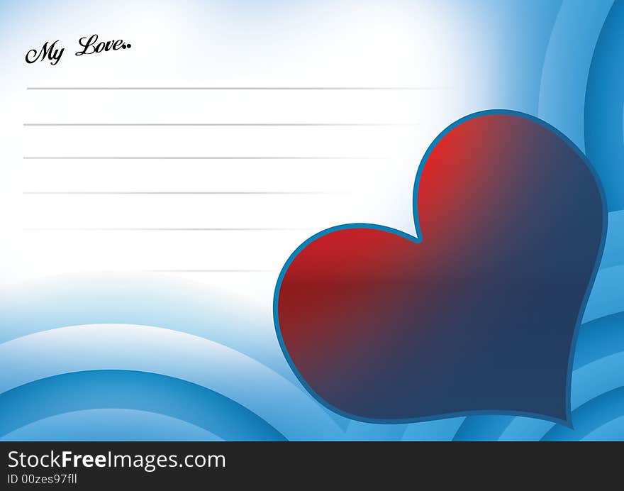 My love letter in red heart background