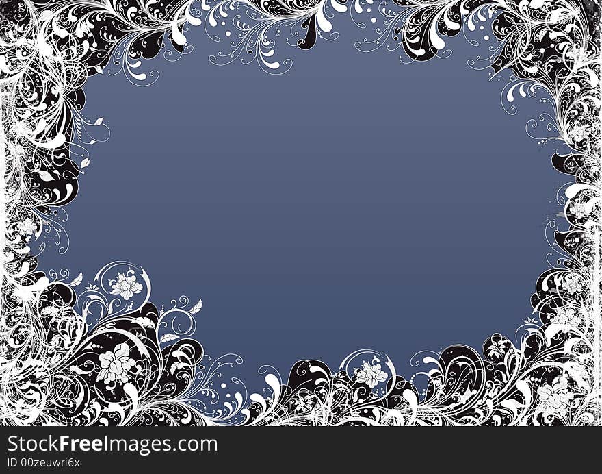 Floral frame in solid background