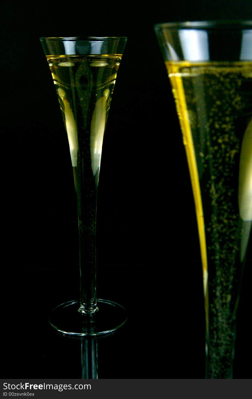 Sparkling wine isolated against a black background