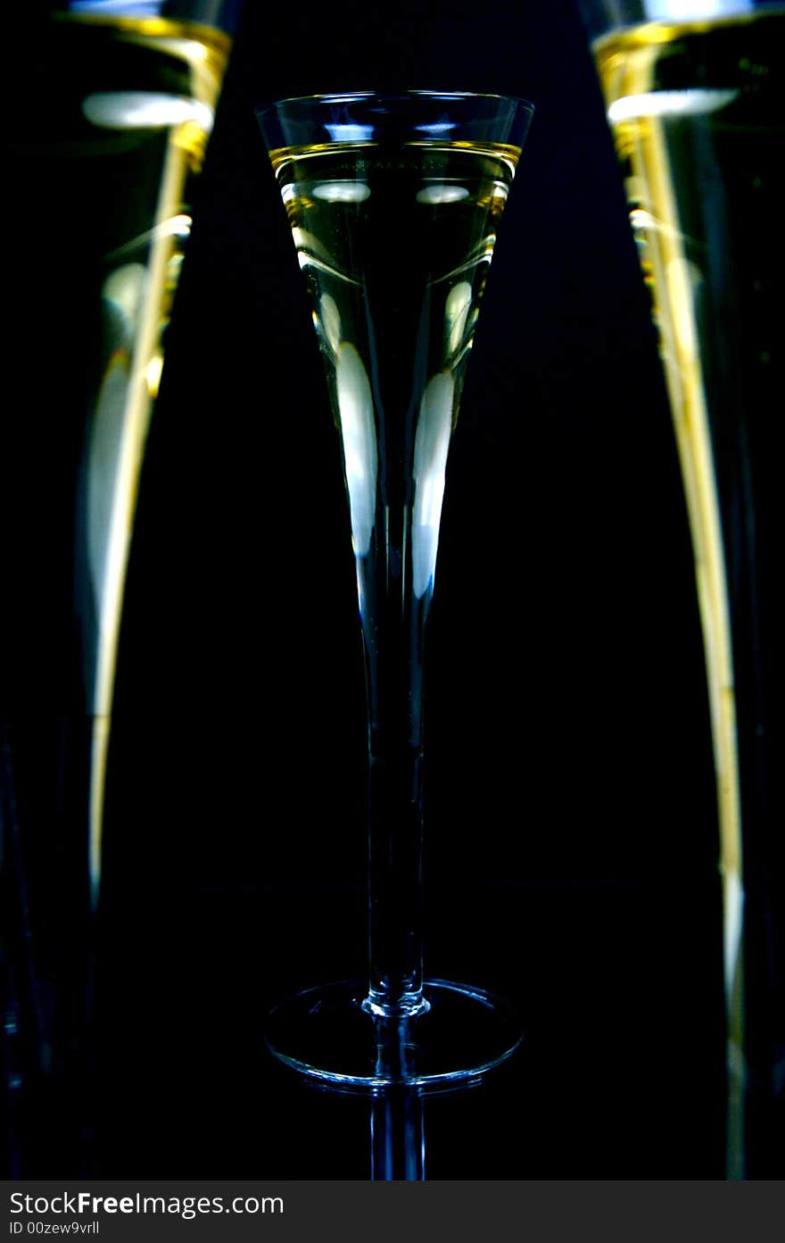 Sparkling wine isolated against a black background