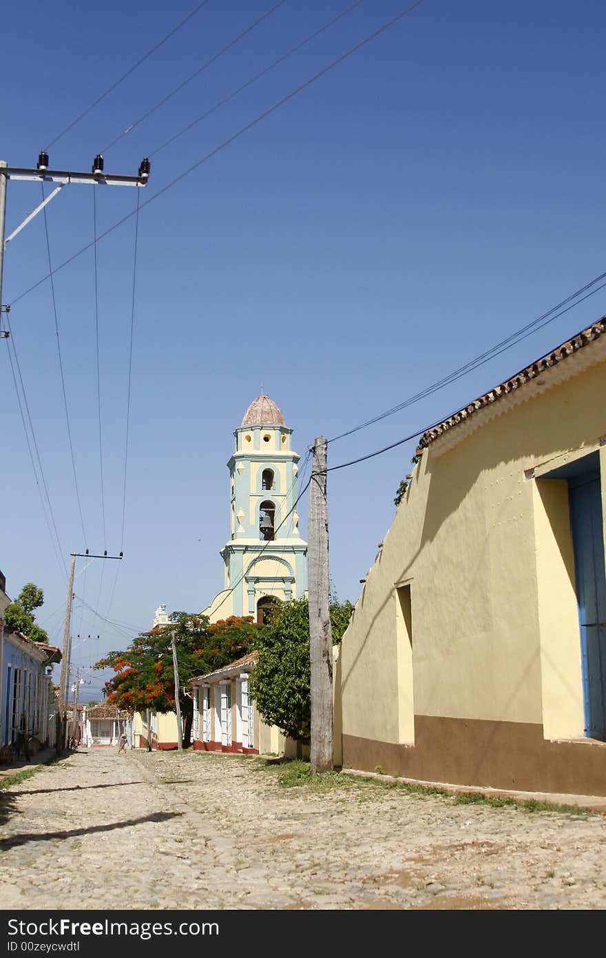 A historicla church in trinidad village at cuba