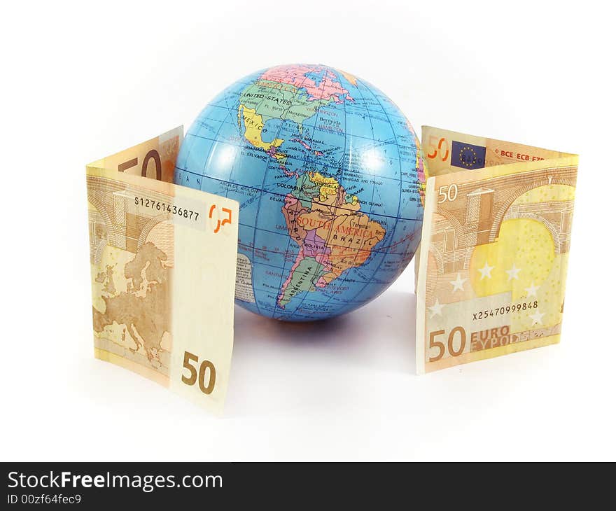 Euro money globe planet bank cash concept