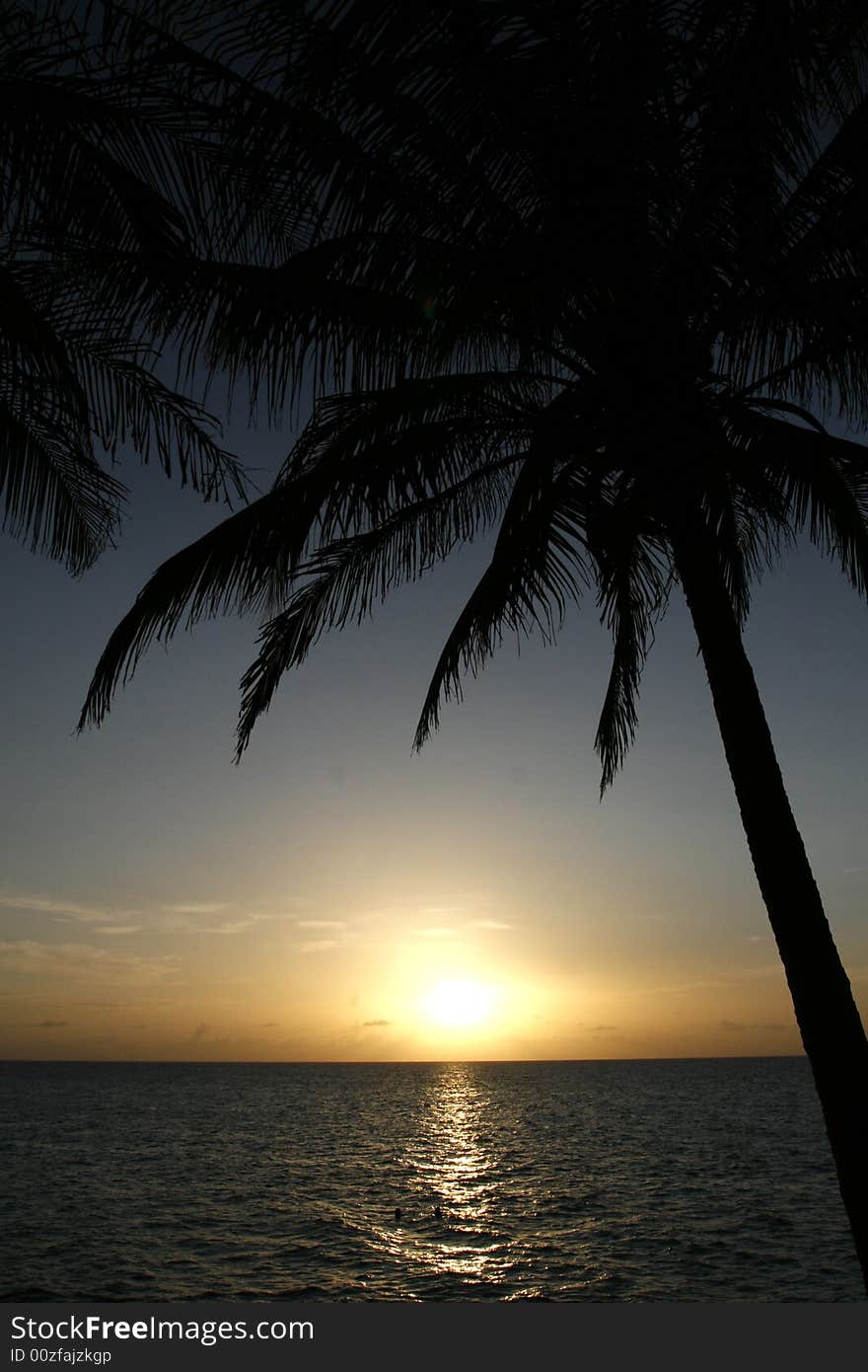 A romantic sunset in Varadero at Cuba