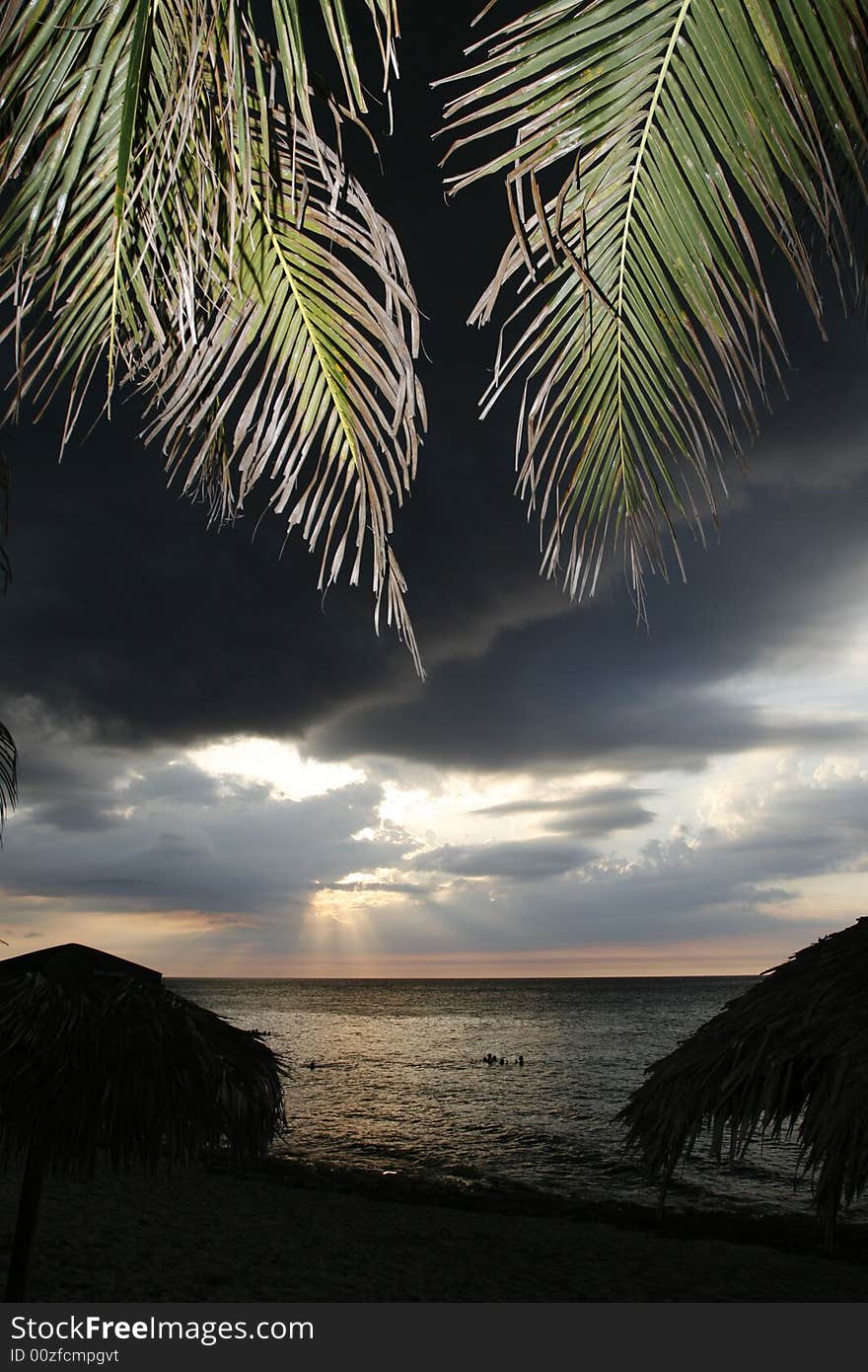 A romantic sunset in Varadero at Cuba