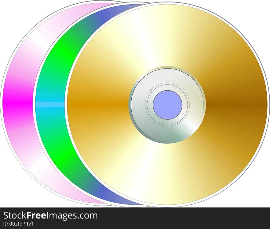 Three bright colour compact disks