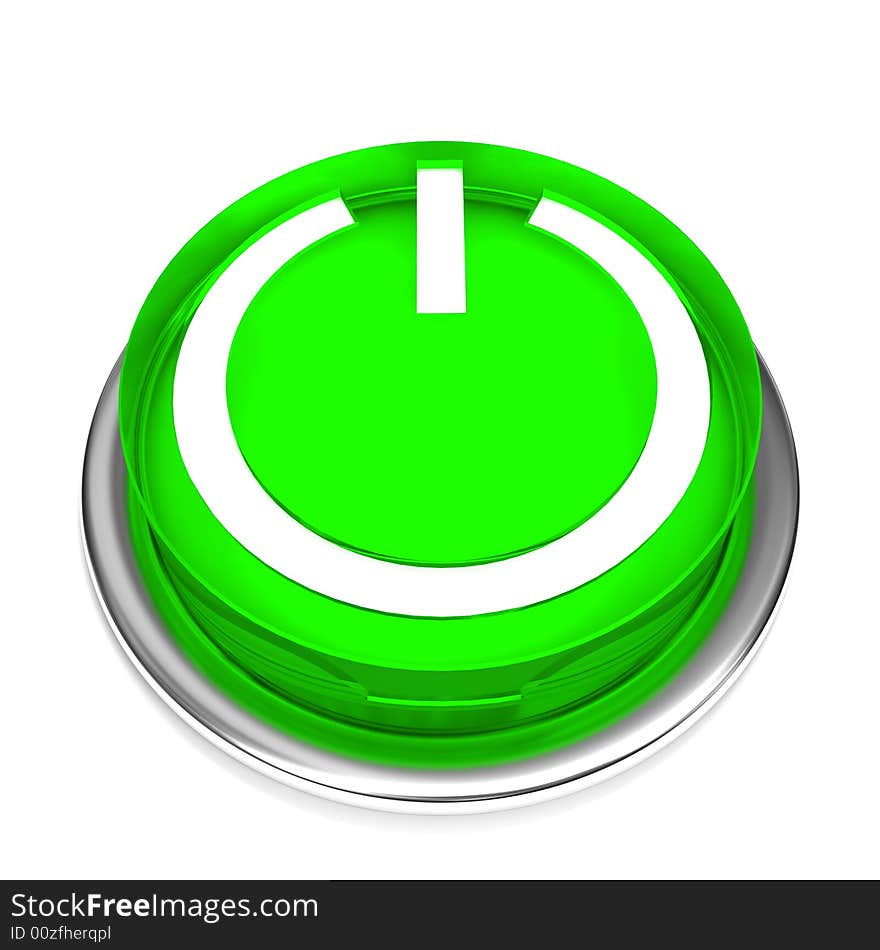 Isolated power green button 01. Isolated power green button 01