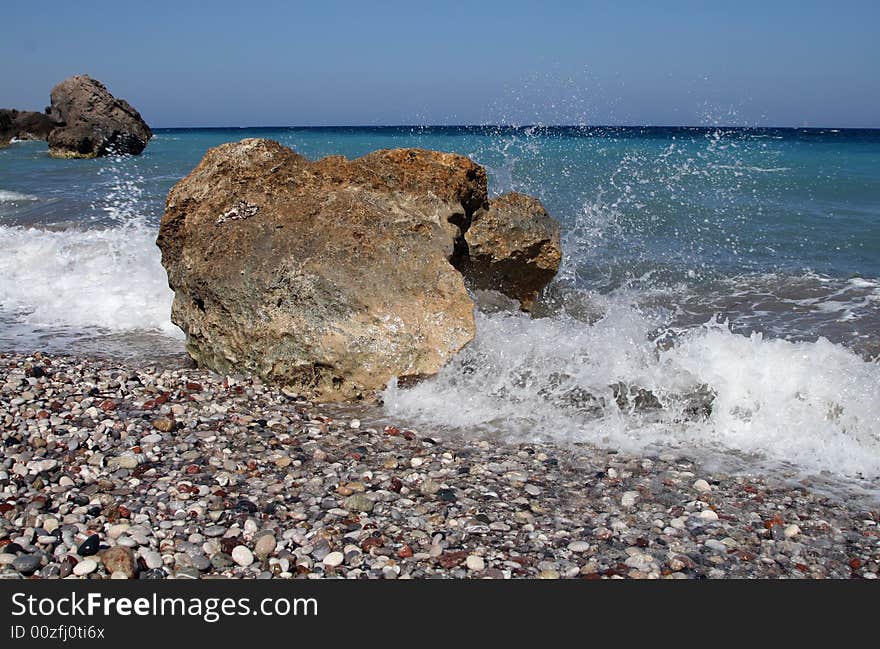 Water waves in the blue sea. Water waves in the blue sea