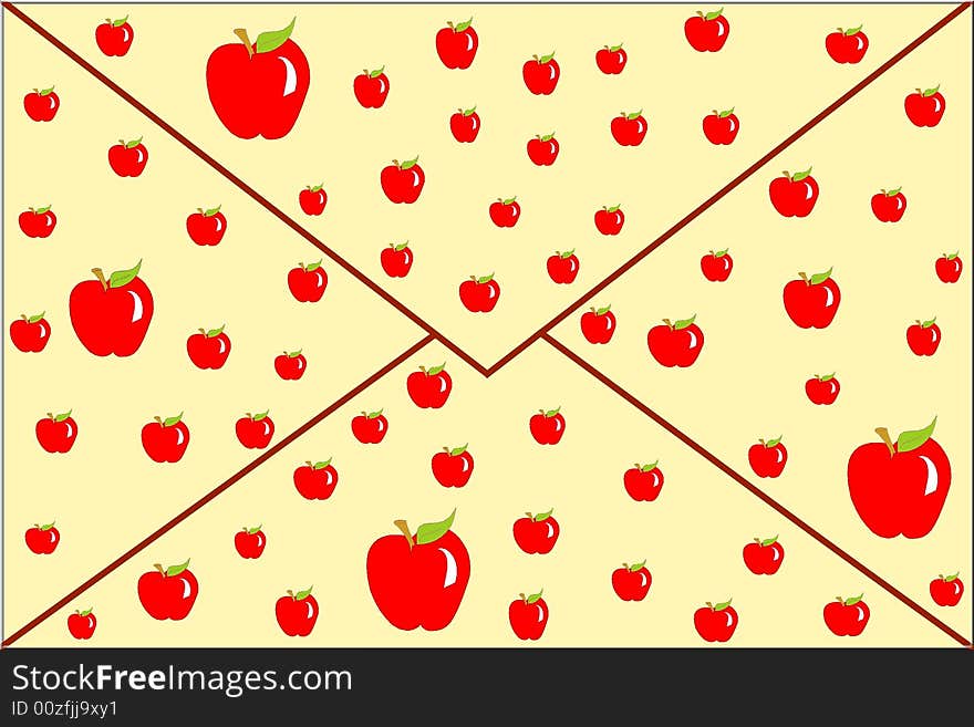 Fynny background with apples that seems a correspondence envelope