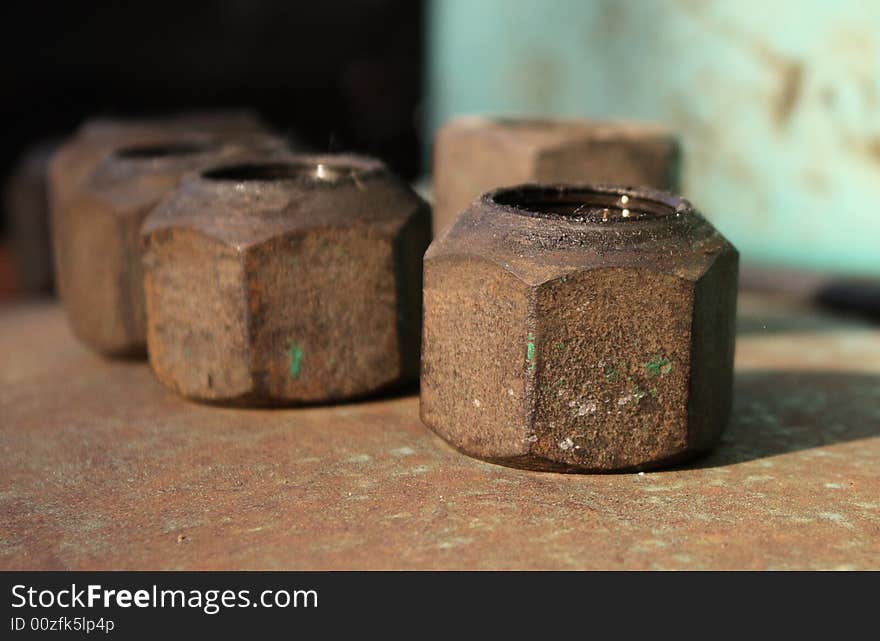 Rusty screw-nuts. High Resolution JPG.