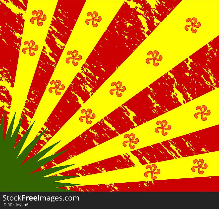 Bloody flag with flower and grass