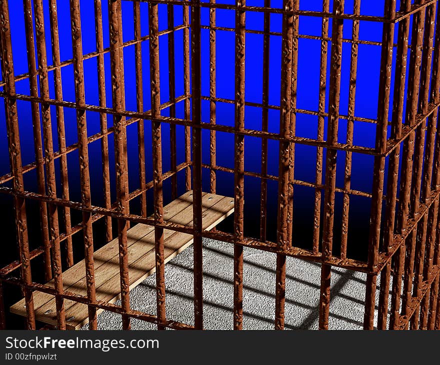 Metal cage 3d, concept of jail 01 background