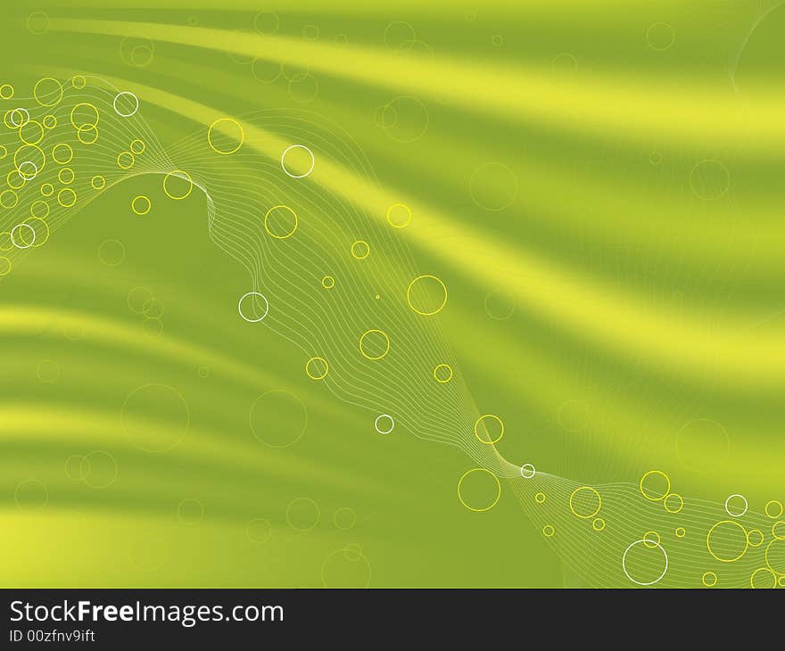 Green Abstract Background With Waves And Circles