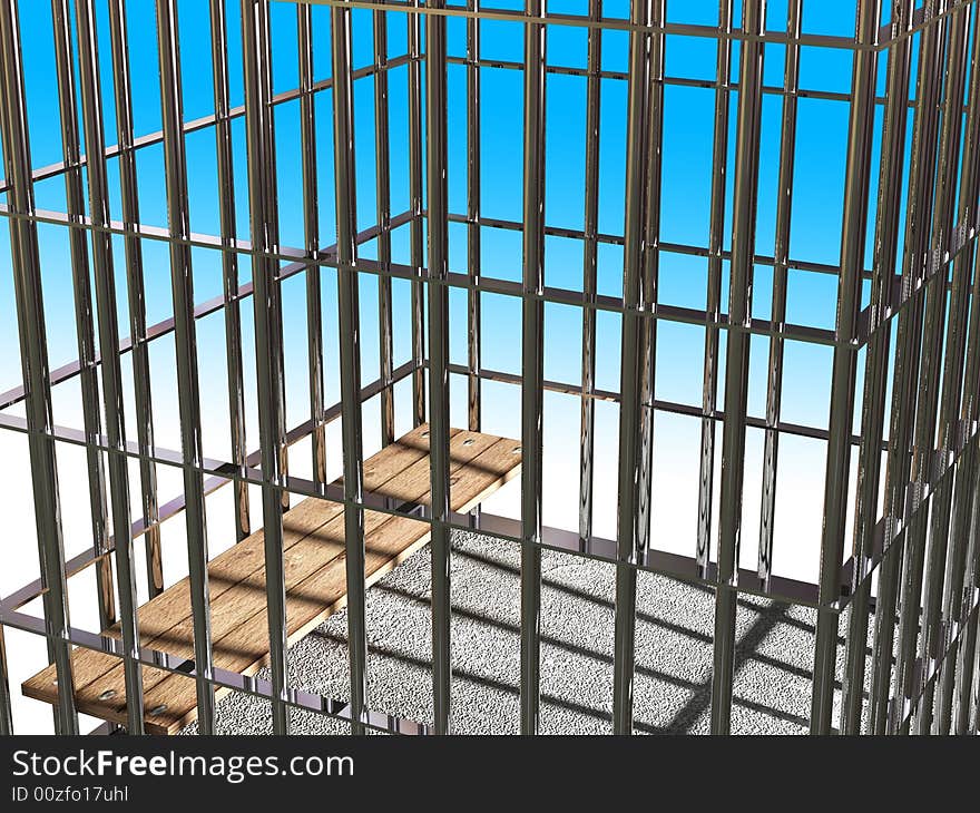 Metal cage 3d, concept of jail 03 background