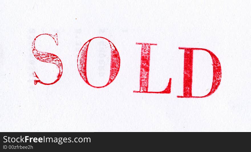 Red ink stamp on white background, sold 02