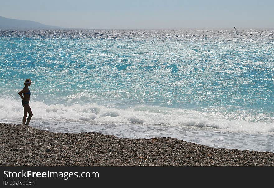 Women standing in the sea on exotic island. Women standing in the sea on exotic island