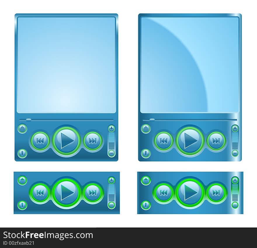 Vector green and blue interface for player. Vector green and blue interface for player