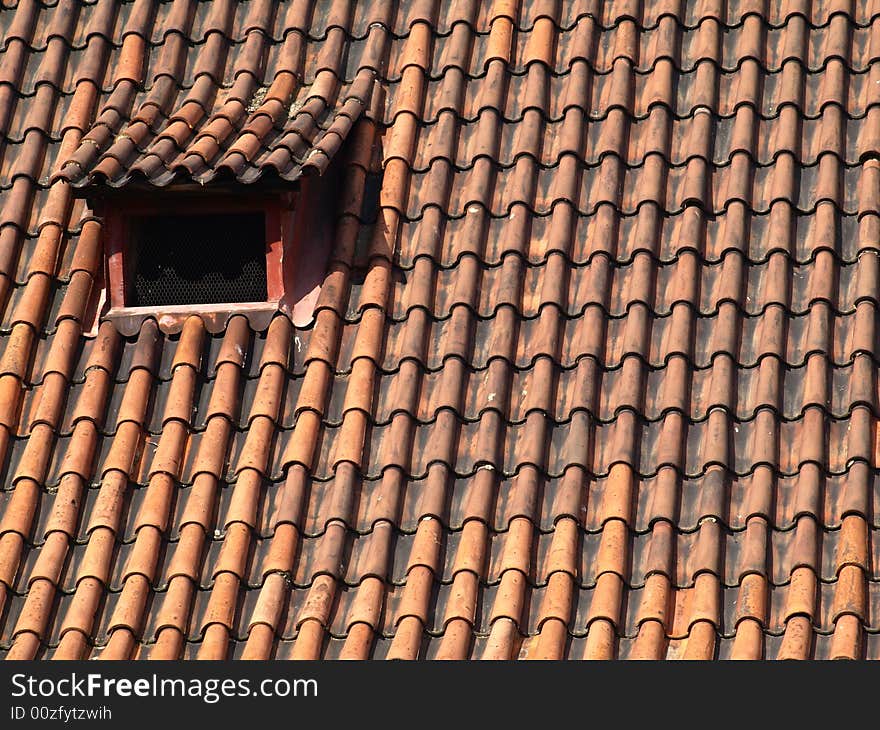 Very Old Clay House top with small window. Very Old Clay House top with small window