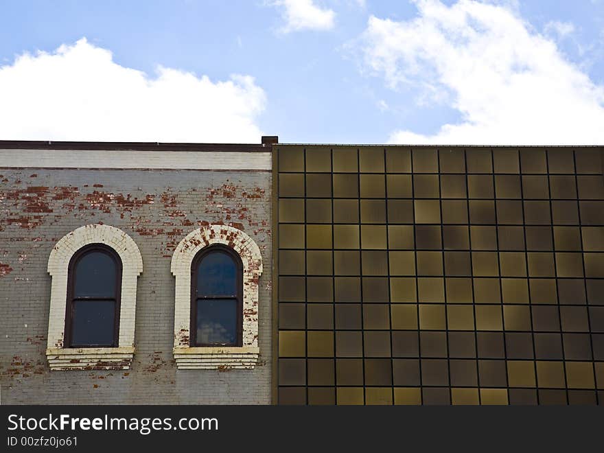 Upper story of conjoined buildings. Upper story of conjoined buildings