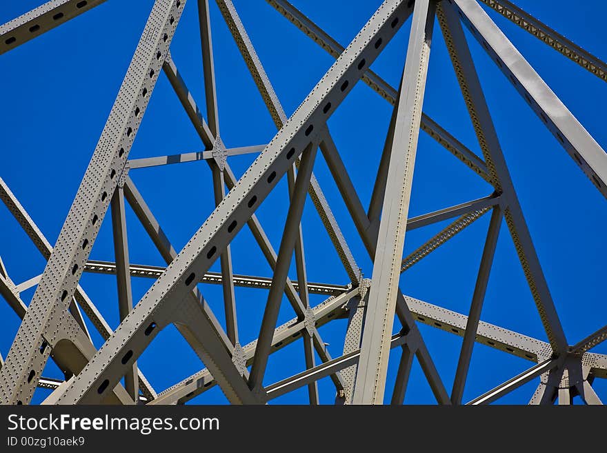 Girders supporting roadway on bridge. Girders supporting roadway on bridge