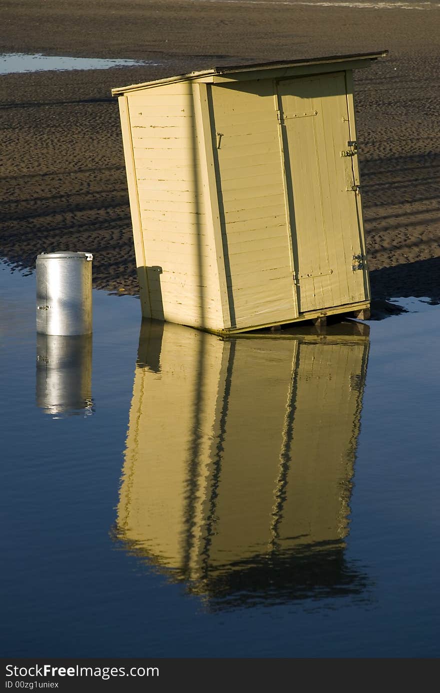 Hut in the water in travemuende, germany