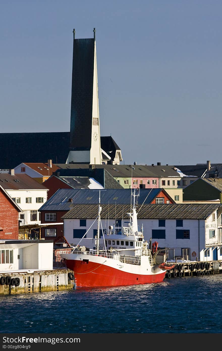 Church tower at the port