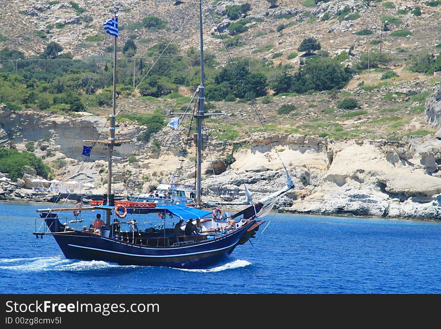 Greek boat in the sea