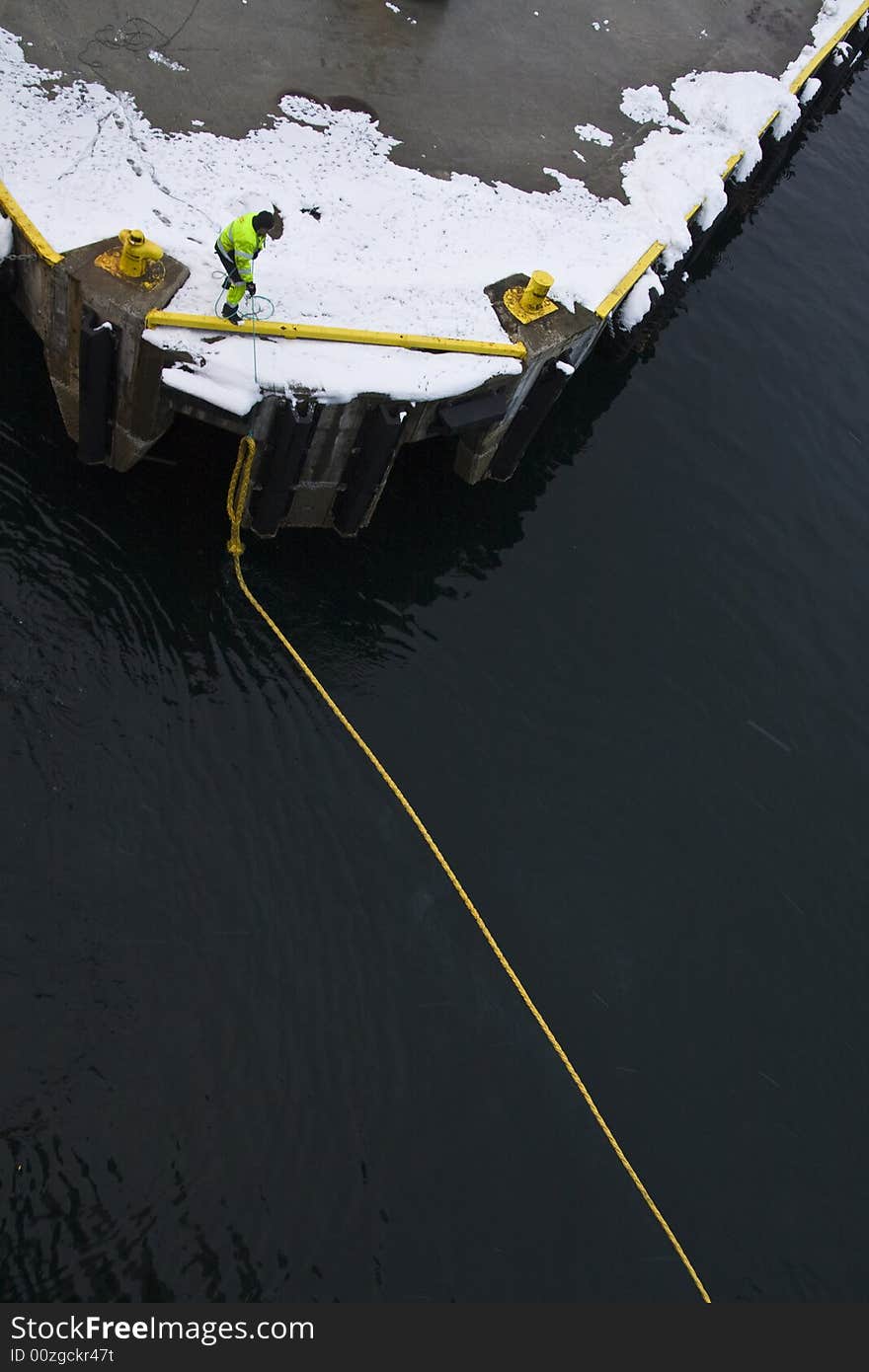 Dock labourer at the dock, Norway