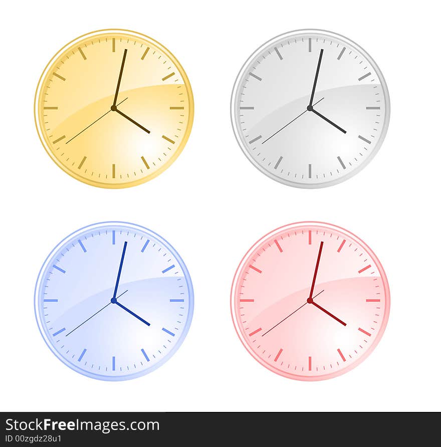 Four clock on a white background