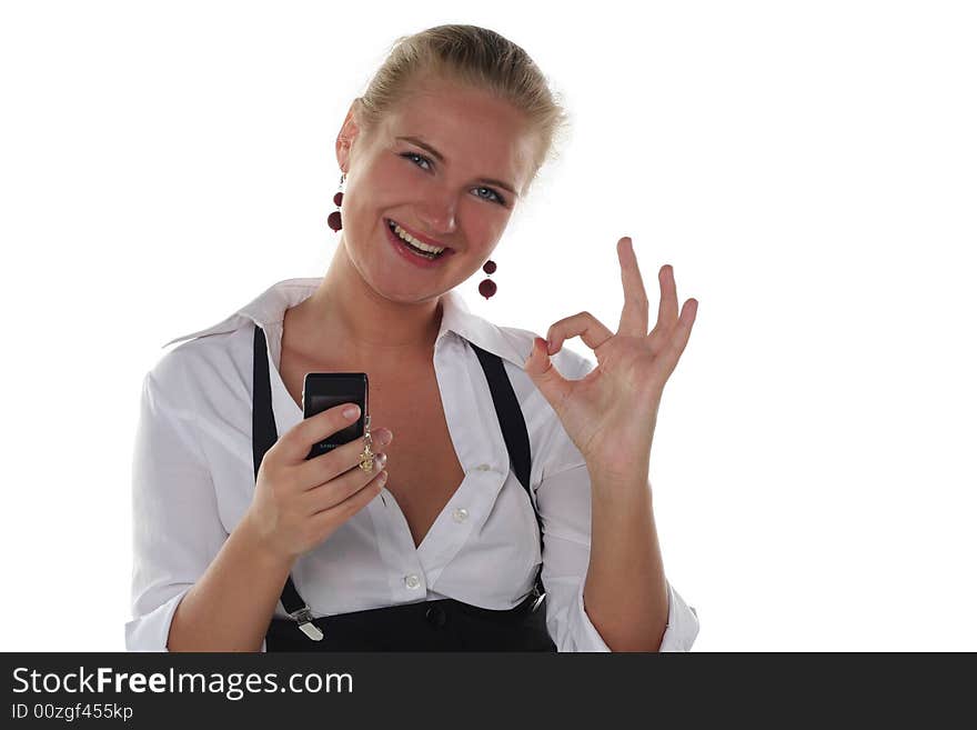 Business woman with ok gesture