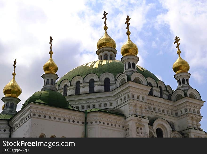 The domes of church in Kiev Pechersk Lavra - monastery in Kiev, Ukraine. The domes of church in Kiev Pechersk Lavra - monastery in Kiev, Ukraine