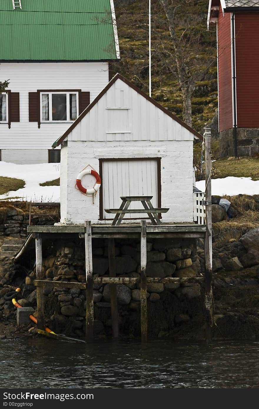 House at the sea, coast, norway