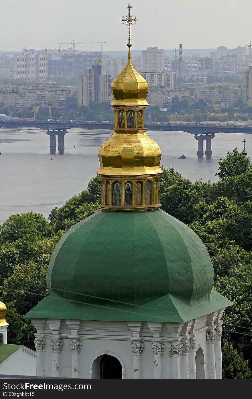 The view on the Kiev from monastery. The view on the Kiev from monastery