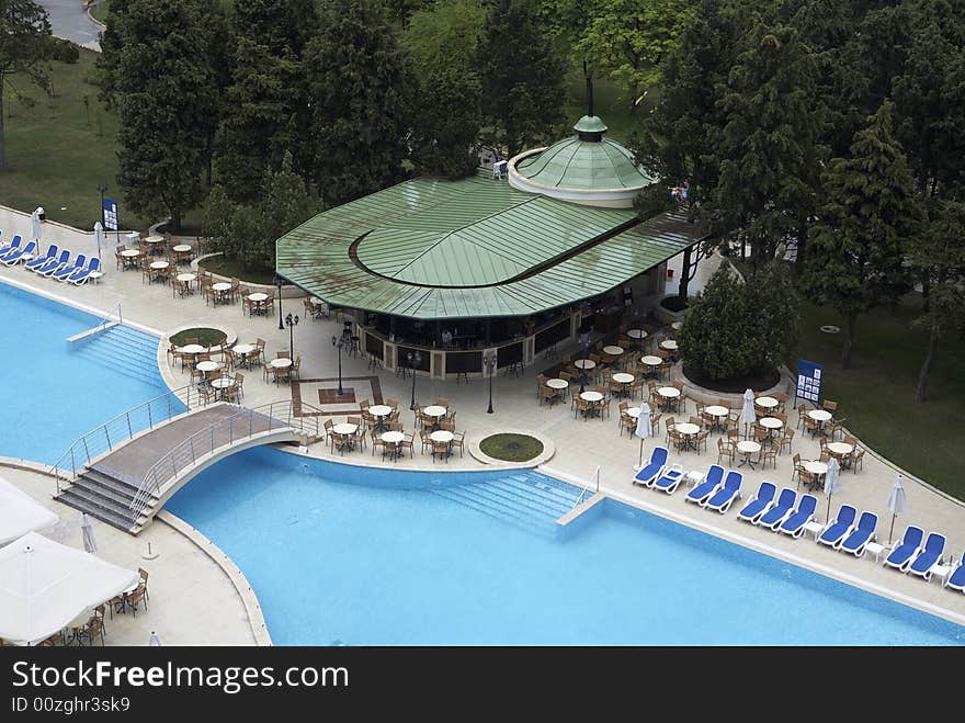 Chairs by swimming pool side. Chairs by swimming pool side