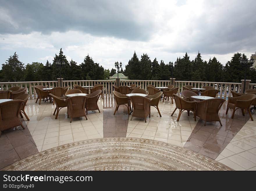 Chairs by swimming pool side. Chairs by swimming pool side