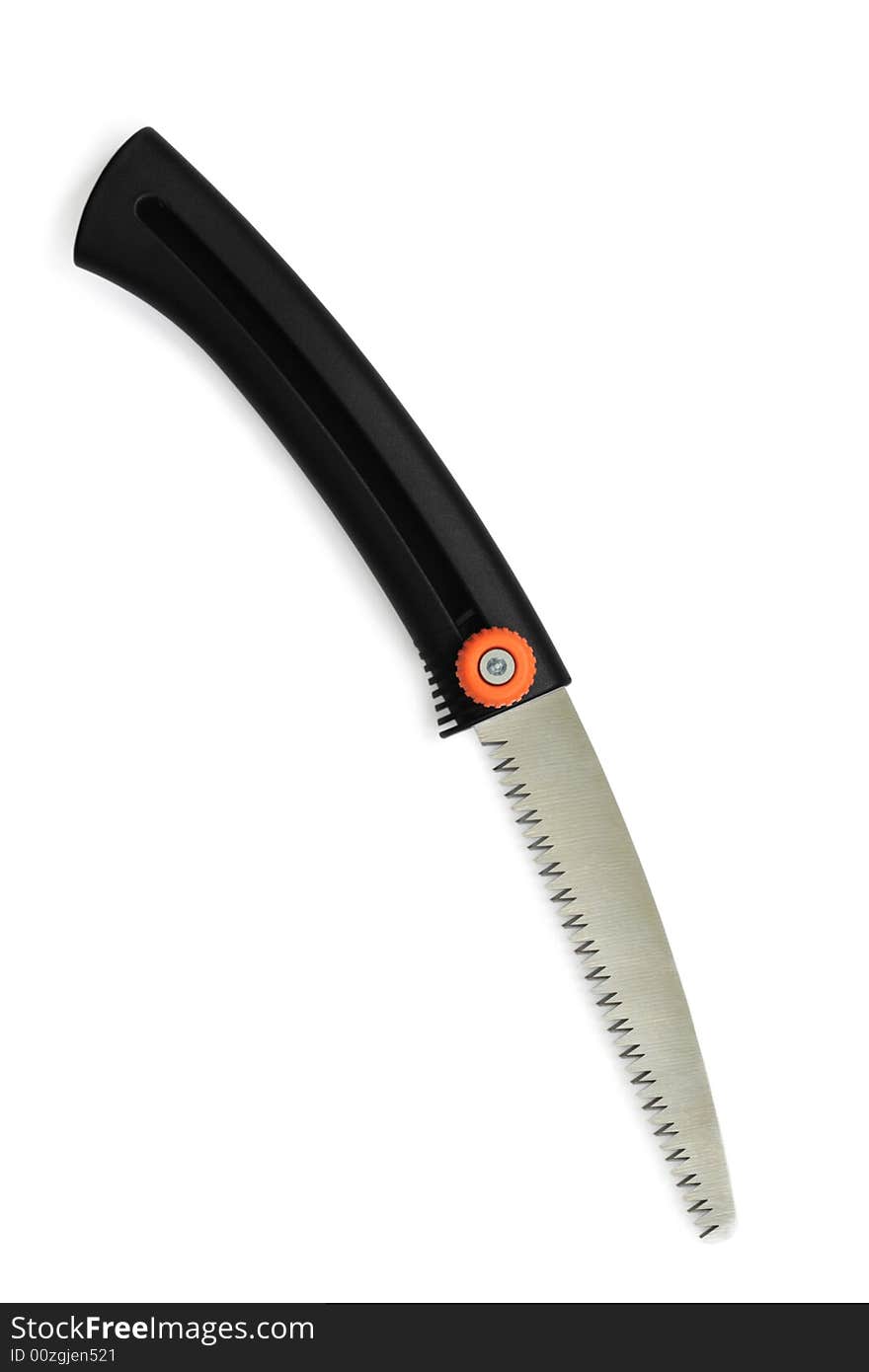 Tool for gardening, compact folded saw with sharp teeth. Tool for gardening, compact folded saw with sharp teeth