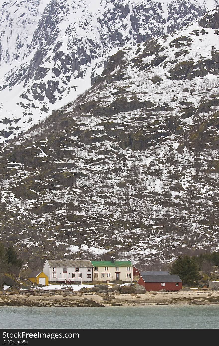 Houses before mountain window blind, Norway. Houses before mountain window blind, Norway