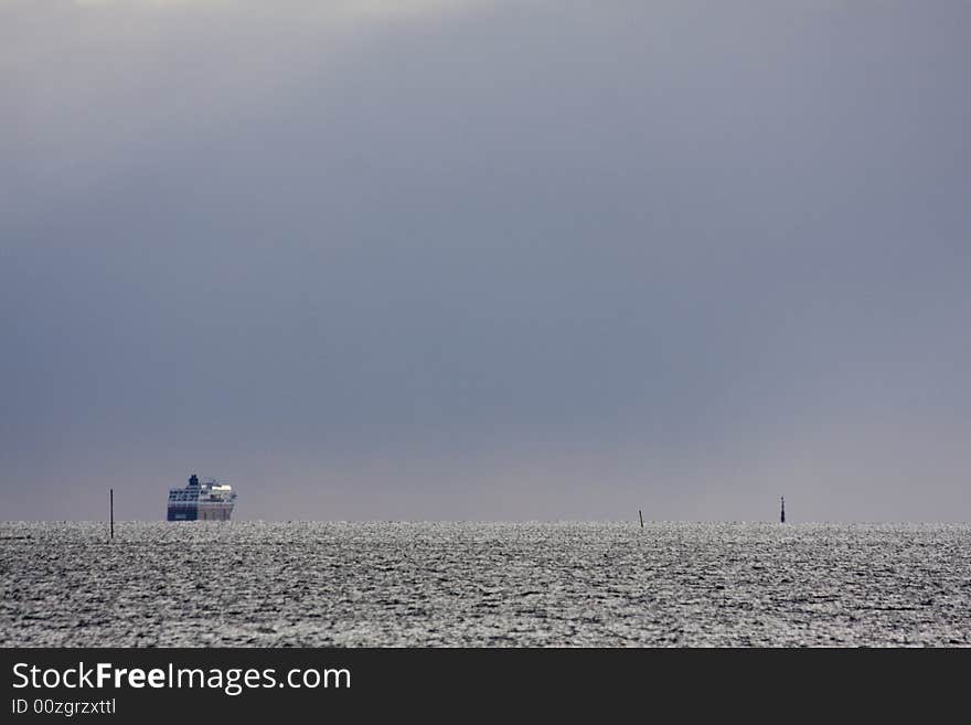 Cruise ship on the horizon