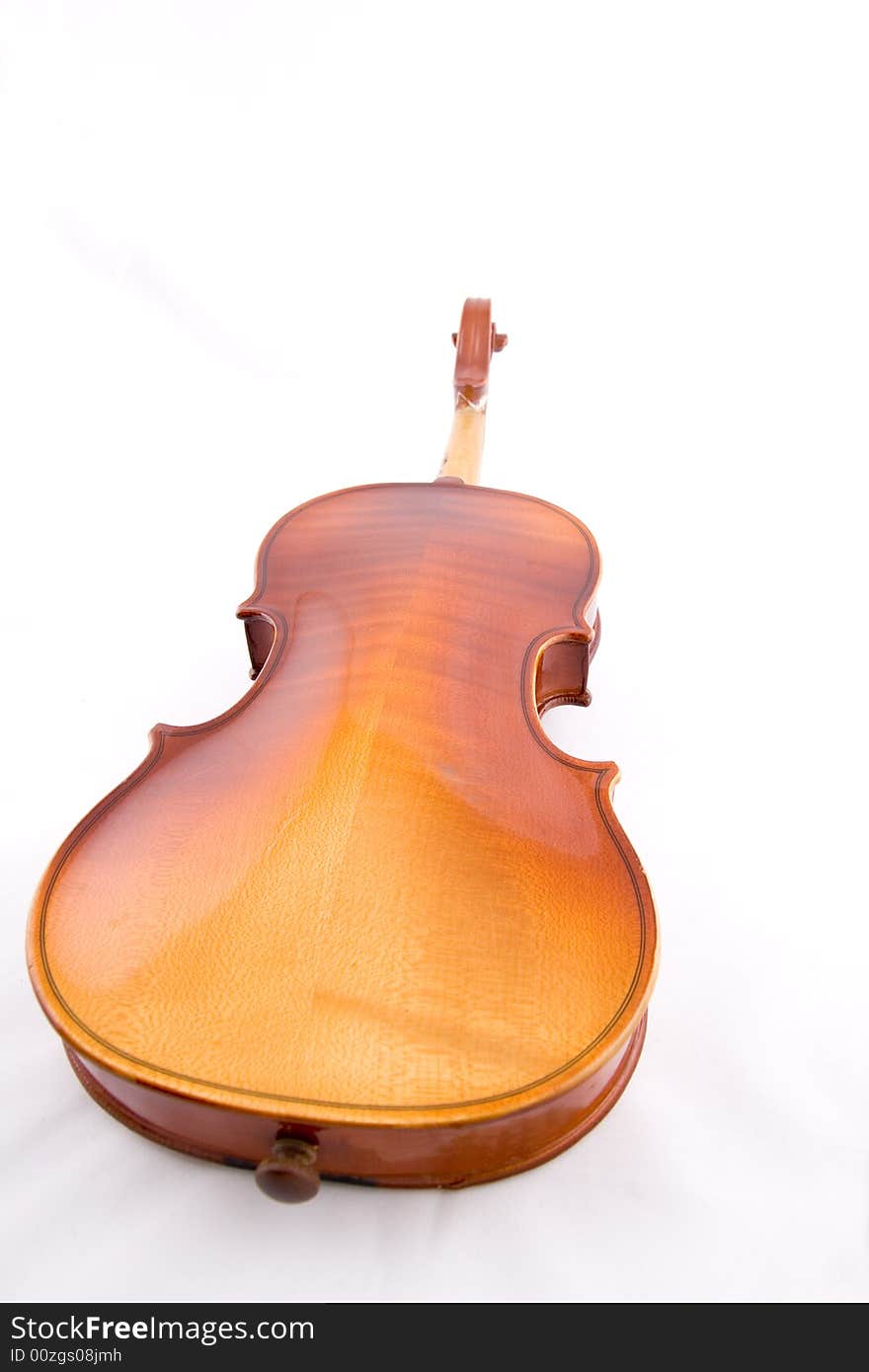 Violin closeup on a white background