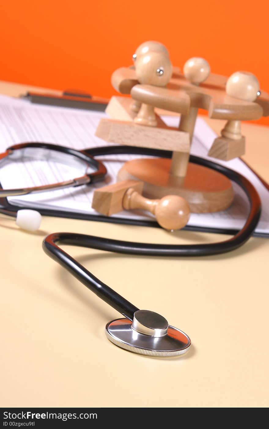 Close up of a stethoscope on a doctor's desk