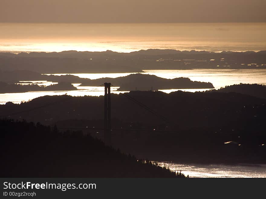 Coast in the sunset, Bergen, Norway