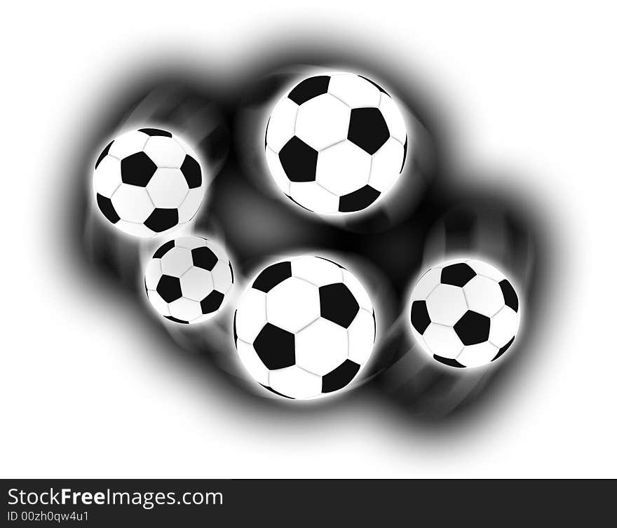 Isolated soccer balls in the air - illustration