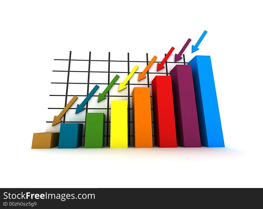 Statistics - 3d isolated multicolor diagram. Statistics - 3d isolated multicolor diagram