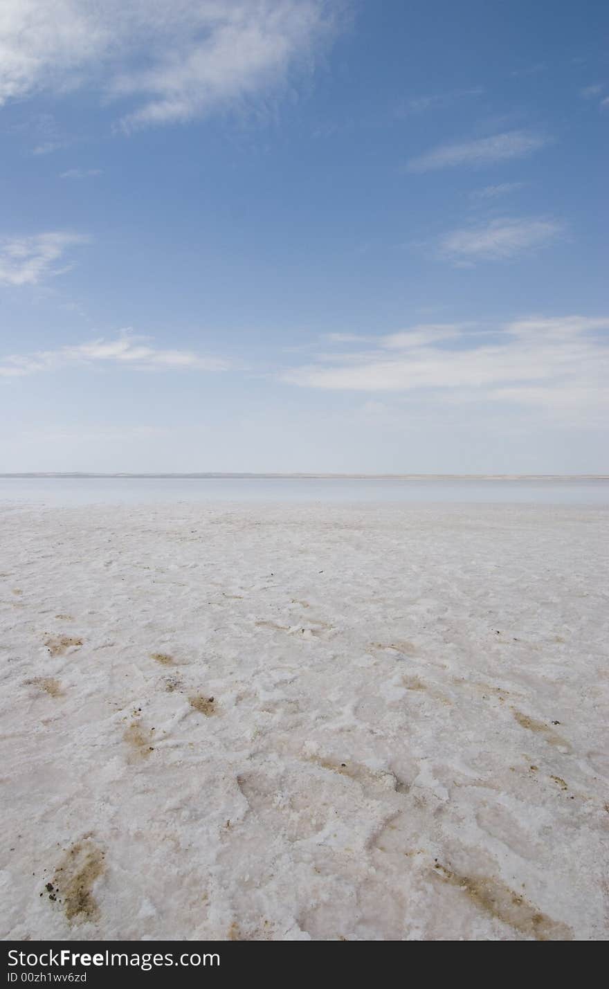 A Salt beach in the salt lake in turkey