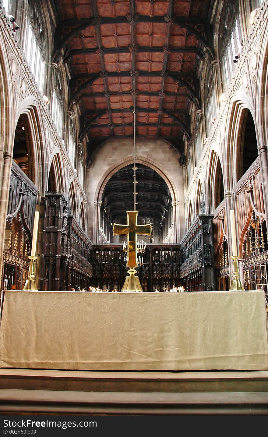 Wide angle shot of the interior of a cathedral. Wide angle shot of the interior of a cathedral