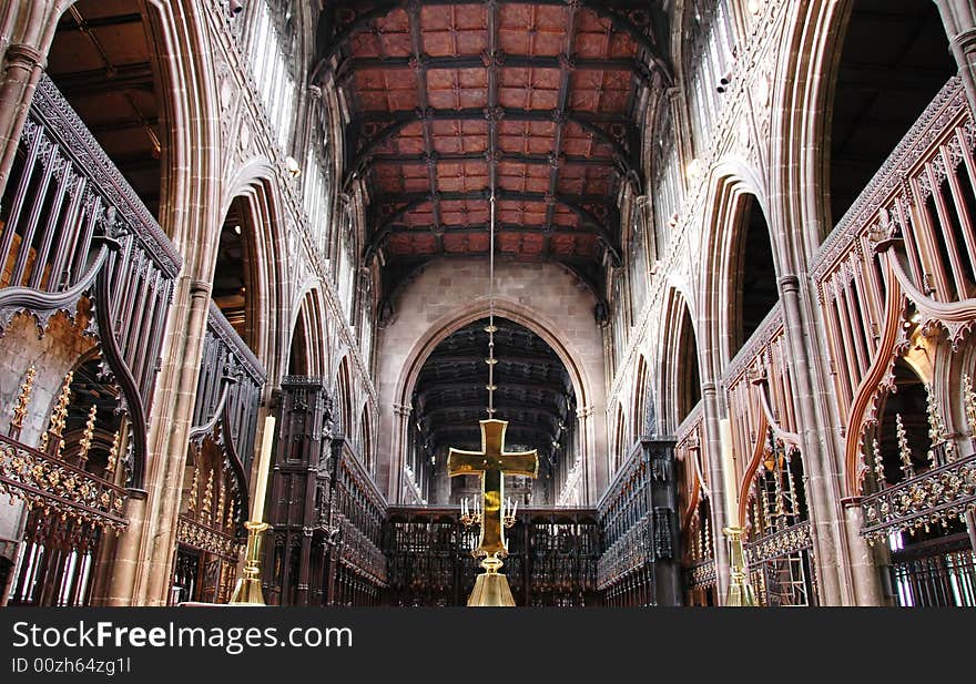 Wide angle shot of the interior of a cathedral. Wide angle shot of the interior of a cathedral